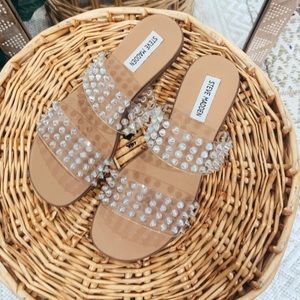 Steve Madden Blizie Clear studded slip on slide sandals